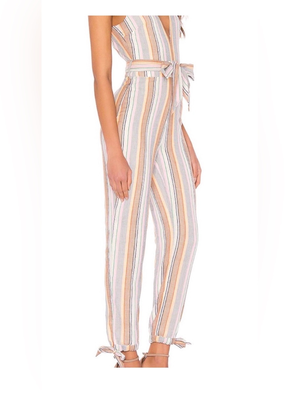 Tularosa Reece Striped Open-back Jumpsuit 100% Cotton Medium